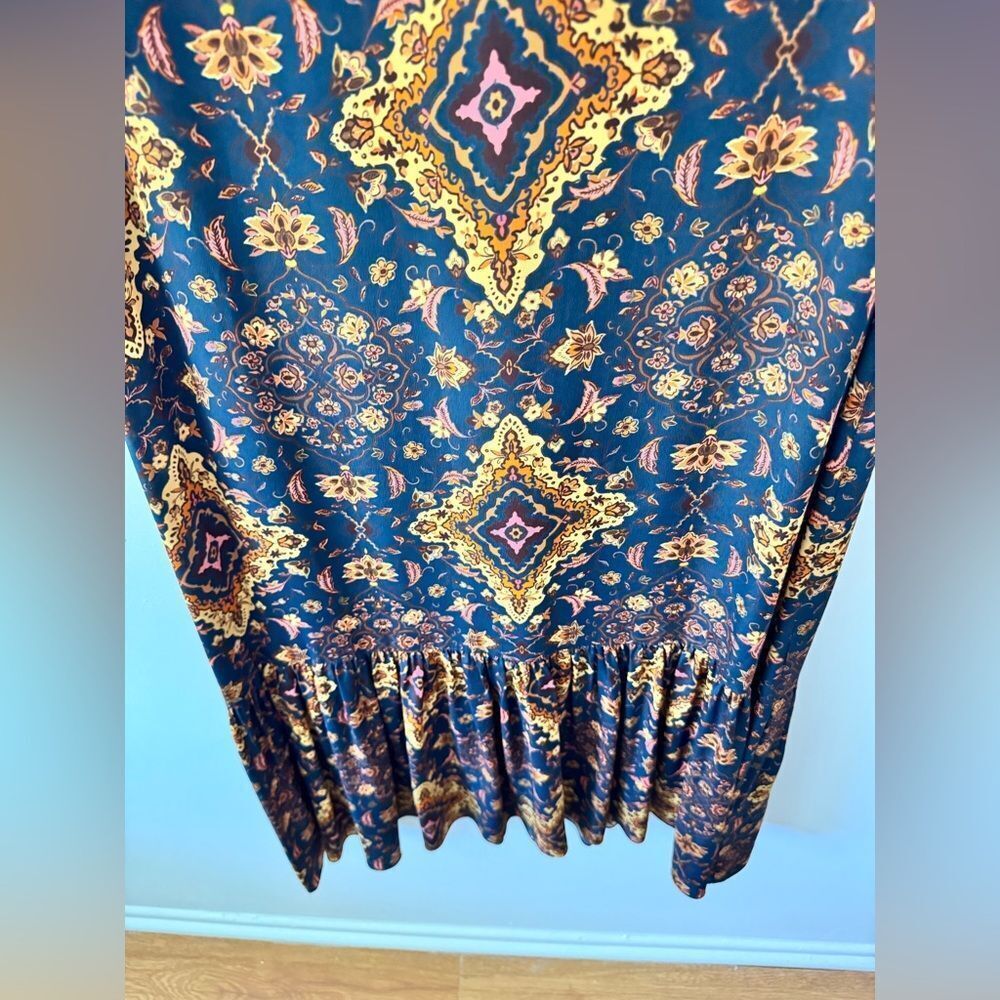 Anthropologie x Kachel Silk Blend Navy Printed Midi Dress Size 6 - Picture 5 of 7